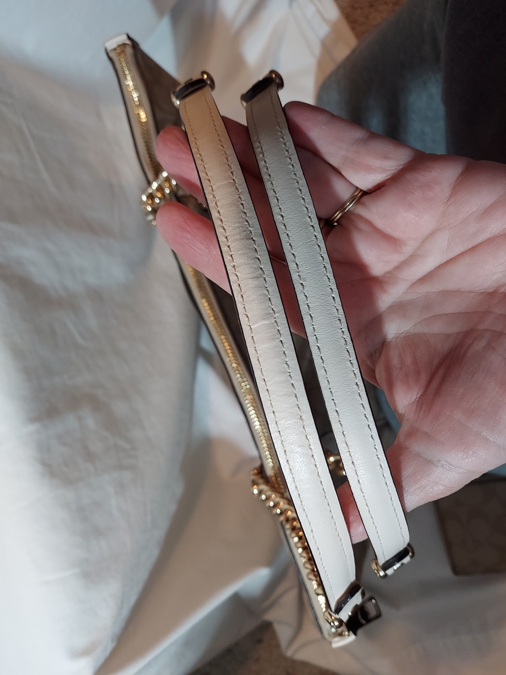 Coach Signature Ava Chain Tote & Matching Zip Wallet Set - Khaki/Chalk - Picture 7 of 14
